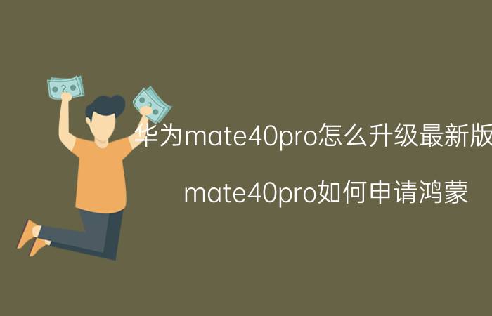 华为mate40pro怎么升级最新版本 mate40pro如何申请鸿蒙？